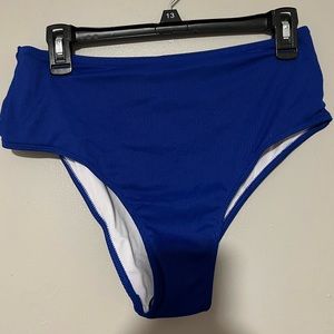 SHEIN Royal Blue Ribbed High Waist Bikini Swim Bottom